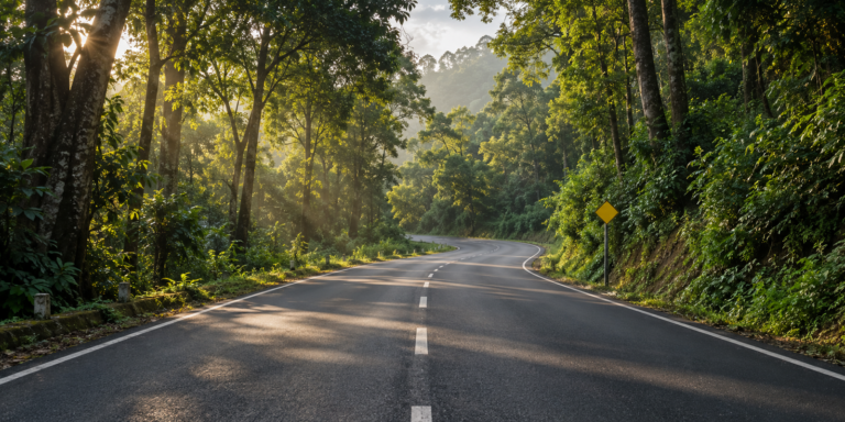 Forest highway on the road from Bangalore to Wayanad